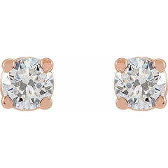 14K Rose Gold 1/6 CTW Natural White Diamond Earrings