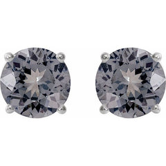 14K White Gold 6 mm Natural Gray Spinel Earrings
