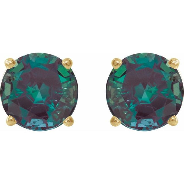 14K Yellow Gold 6 mm Lab-Grown Alexandrite Earrings