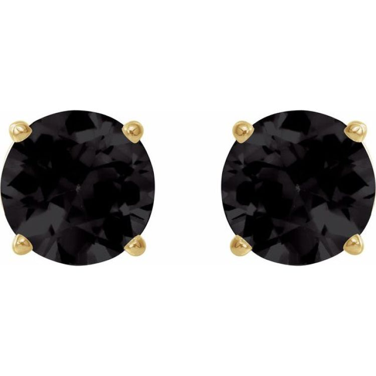 14K Yellow 7 mm Natural Black Onyx Stud Earrings