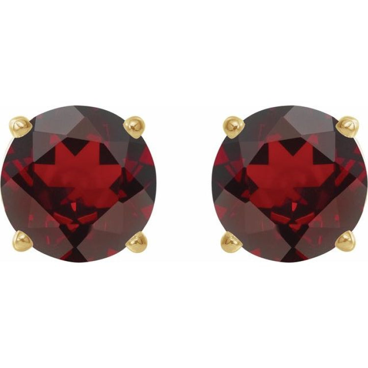 14K Yellow Gold 7 mm Natural Mozambique Garnet Earrings