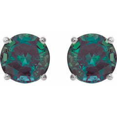 14K White Gold 8 mm Lab-Grown Alexandrite Earrings