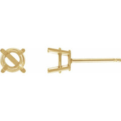 14K Yellow 8 mm Lab-Grown Emerald Stud Earrings