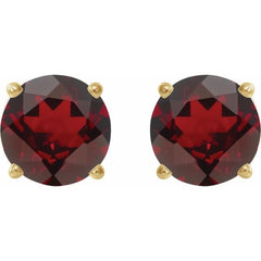 14K Yellow Gold 8 mm Natural Mozambique Garnet Earrings