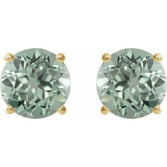 14K Yellow Gold 8 mm Lab-Grown Green Sapphire Earrings