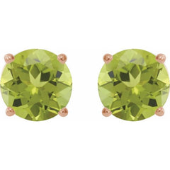 14K Rose 6 mm Natural Peridot Stud Earrings