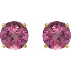 14K Yellow 6 mm Natural Pink Tourmaline Stud Earrings