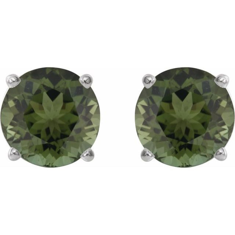 Sterling Silver 6 mm Natural Green Tourmaline Stud Earrings