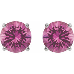 Platinum 7 mm Lab-Grown Pink Sapphire Earrings