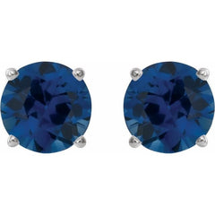 Sterling Silver 7 mm Lab-Grown Blue Sapphire Earrings