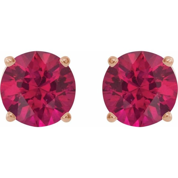 14K Rose 8 mm Lab-Grown Ruby Stud Earrings