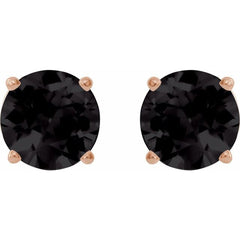 14K Rose 8 mm Natural Black Onyx Stud Earrings
