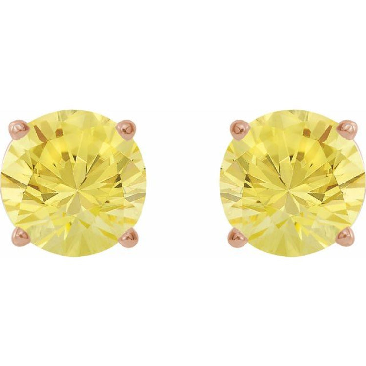 14K Rose Gold 8 mm Lab-Grown Yellow Sapphire Earrings
