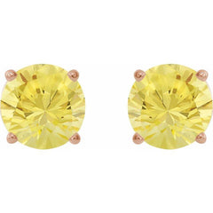 14K Rose Gold 8 mm Lab-Grown Yellow Sapphire Earrings
