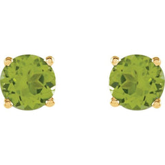 14K Yellow 8 mm Natural Peridot Stud Earrings