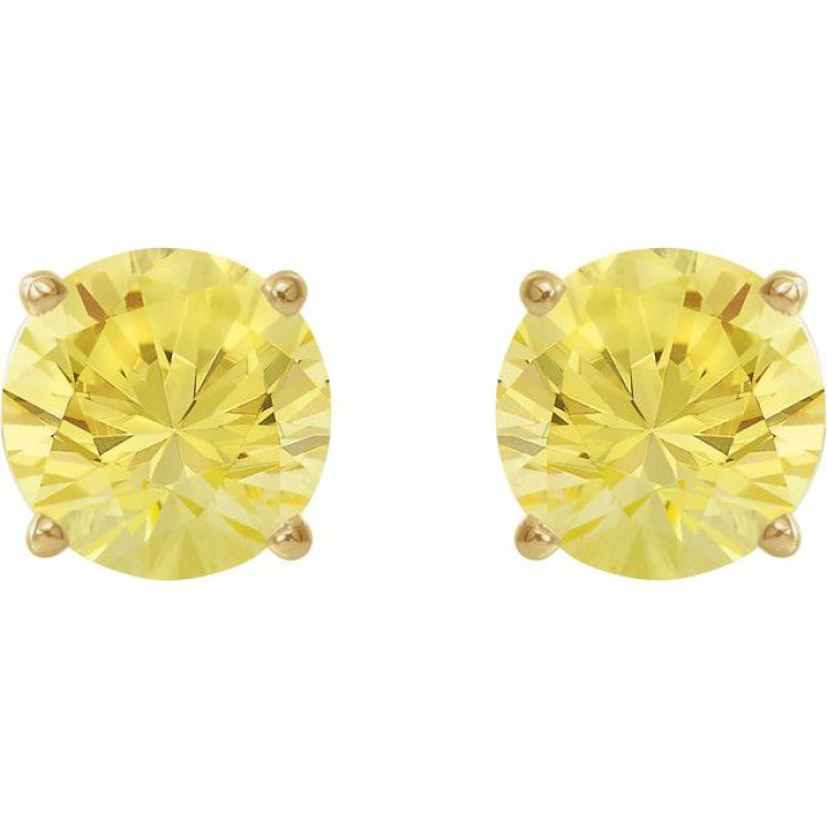 14K Yellow 8 mm Lab-Grown Yellow Sapphire Stud Earrings