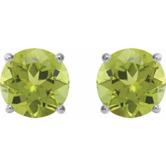 Sterling Silver 8 mm Natural Peridot Stud Earrings