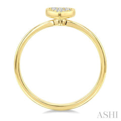 1/6 Ctw Petite Bezel Set Pear Shape Fusion Baguette and Round Cut Diamond Fashion Ring in 10K Yellow Gold