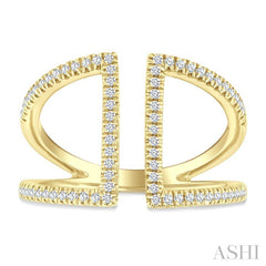 1/3 Ctw Geometric Wide Split Lightweight Round Cut Diamond Open Fashion Ring in 10K Yellow Gold