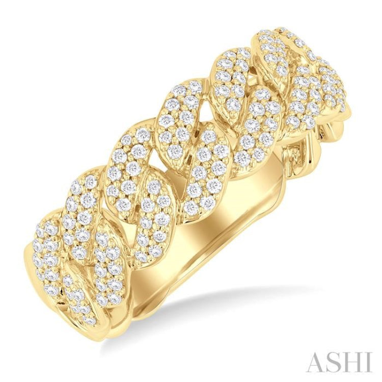 1/2 Ctw Cuban Link Round Cut Diamond Fashion Band in 14K Yellow Gold