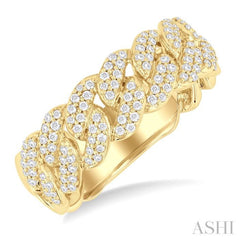1/2 Ctw Cuban Link Round Cut Diamond Fashion Band in 14K Yellow Gold