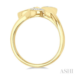 3/8 Ctw Lovebright Bypass Mixed Shape Mount Round Cut Diamond Fashion Ring in 10K Yellow and White Gold
