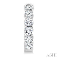 3 Ctw Inside-Out Embellished Round Cut Diamond Hoop Earrings in 14K White Gold