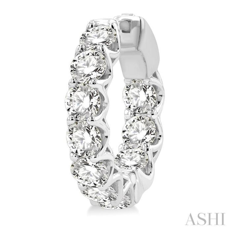 5 Ctw Inside-Out Embellished Round Cut Diamond Hoop Earrings in 14K White Gold