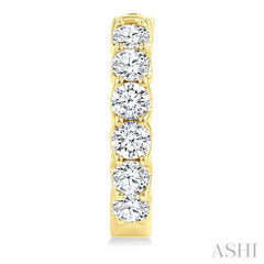 3 Ctw Inside-Out Embellished Round Cut Diamond Hoop Earrings in 14K Yellow Gold
