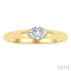 1/3 Ctw East-West Set Oval Cut Diamond Solitaire Fashion Ring in 14K Yellow Gold