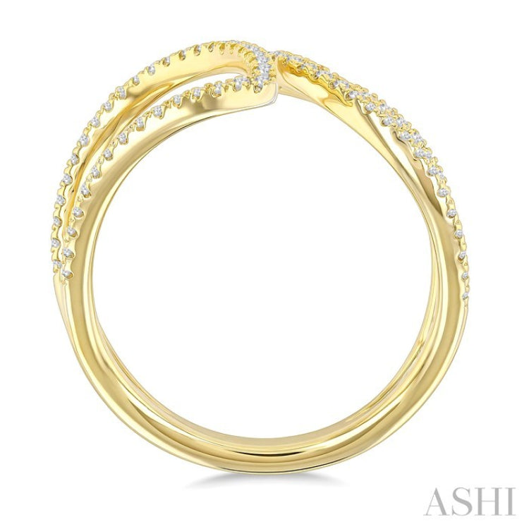 1/4 Ctw Bypass Wide Split Leaf Pattern Round Cut Diamond Lightweight Open Fashion Ring in 10K Yellow Gold