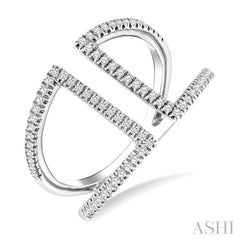 1/3 Ctw Geometric Wide Split Lightweight Round Cut Diamond Open Fashion Ring in 10K White Gold