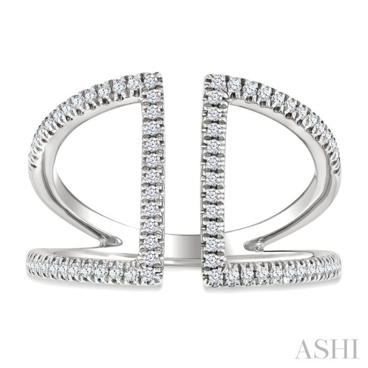 1/3 Ctw Geometric Wide Split Lightweight Round Cut Diamond Open Fashion Ring in 10K White Gold