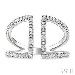 1/3 Ctw Geometric Wide Split Lightweight Round Cut Diamond Open Fashion Ring in 10K White Gold