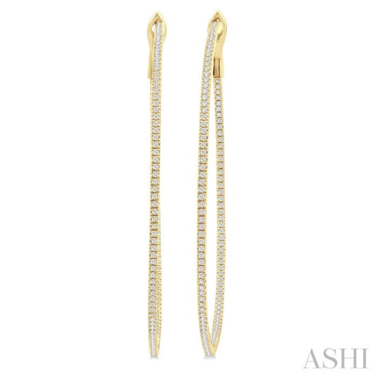 1 ctw Inside & Outside Round Cut Diamond Hoop Earring in 14K Yellow Gold