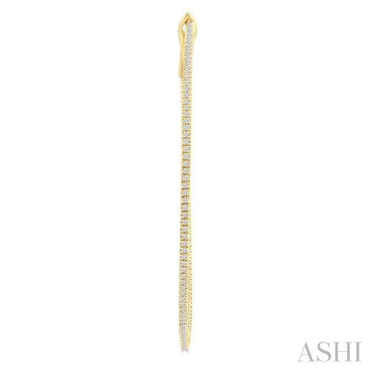 1 Ctw Inside & Outside Round Cut Diamond Hoop Earrings in 14K Yellow Gold