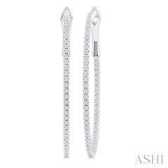 1/2 ctw Inside & Outside Round Cut Diamond Hoop Earring in 14K White Gold