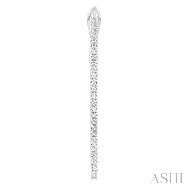 1/2 ctw Inside & Outside Round Cut Diamond Hoop Earring in 14K White Gold