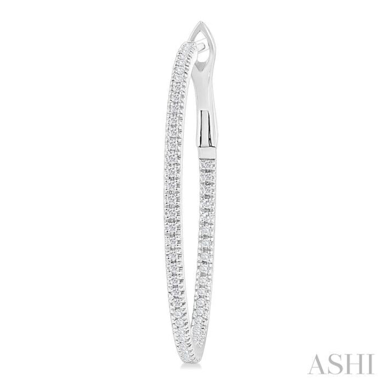 1/3 ctw Inside & Outside Round Cut Diamond Hoop Earring in 14K White Gold