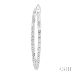 1/3 ctw Inside & Outside Round Cut Diamond Hoop Earring in 14K White Gold