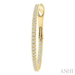 1/4 Ctw Inside & Outside Round Cut Diamond Hoop Earrings in 14K Yellow Gold