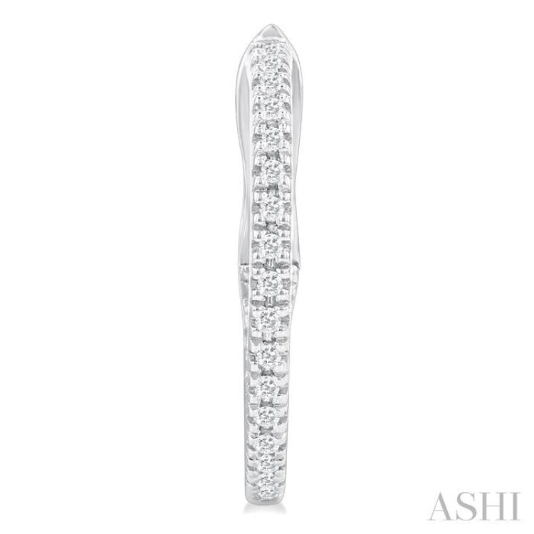 1/6 ctw Inside & Outside Round Cut Diamond Hoop Earring in 10K White Gold