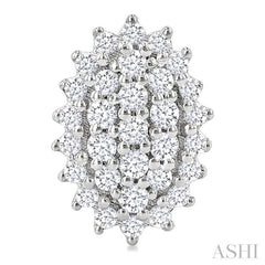 1/5 Ctw Petite Oval Shape Round Cut Diamond Cluster Fashion Stud Earrings in 10K White Gold