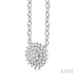 1/6 Ctw Petite Round Shape Round Cut Diamond Cluster Fashion Pendant With Chain in 10K White Gold