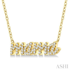 1/5 Ctw 'mama' Script Round Cut Diamond Necklace in 10K Yellow Gold
