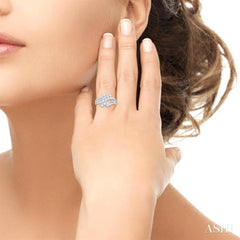 1 1/2 Ctw Triple Split Wide Bypass Round Cut Diamond Fashion Ring in 14K White Gold