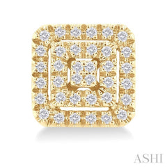 1/5 Ctw Double Halo Square Shape Petite Round Cut Diamond Fashion Stud Earrings in 10K Yellow Gold