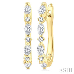 1/2 Ctw Marquise and Round Cut Diamond Fashion Hoop Earrings in 14K Yellow Gold