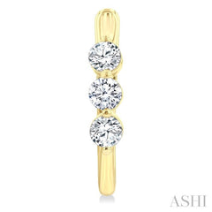 1 Ctw 3-Stone Round Cut Diamond Fashion Hoop Earrings in 14K Yellow Gold