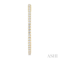 3 Ctw Inside & Outside Round Cut Diamond Hoop Earrings in 14K Yellow Gold